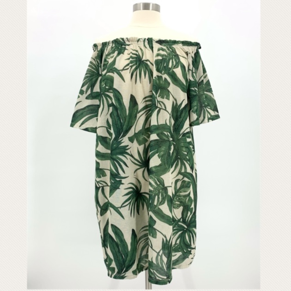 H&M Off The Shoulder Palm Print Dress Size XS